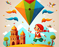 india child flying kite