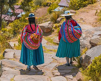 peru lake titicaca isla taquile colorful clothing